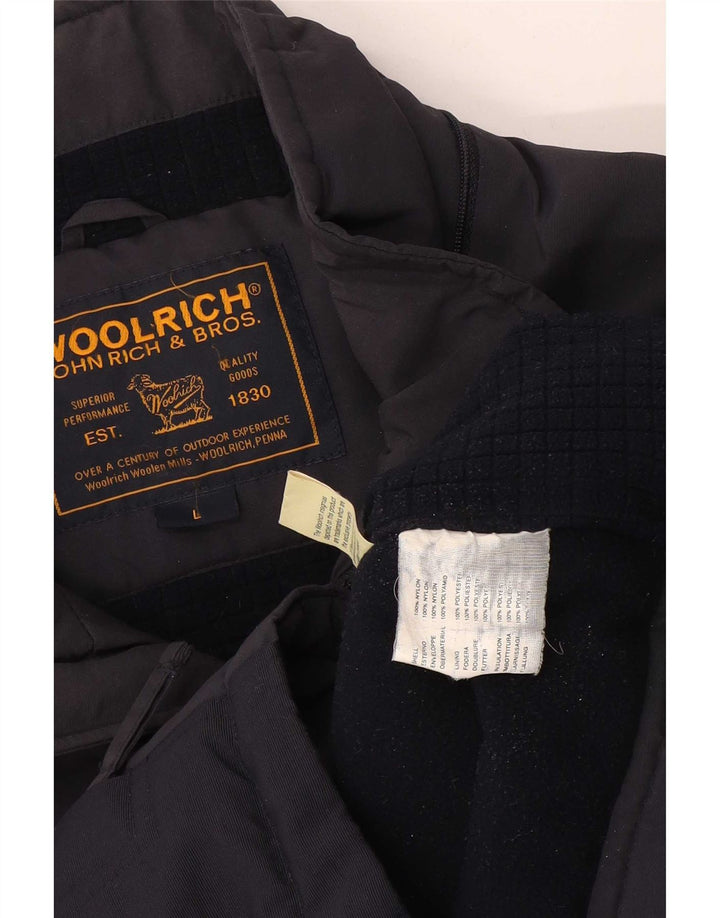 Woolrich Herre Graphic Windbreaker Jacket UK 40 Large Navy Blue Nylon