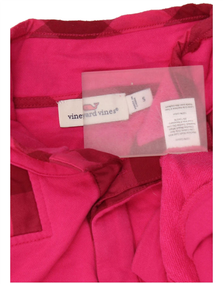 Vineyard Vines Herre Button Neck Sweatshirt Jumper Small Pink Check Cotton