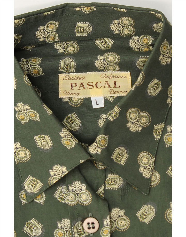 Vintage kvinders oversized abstrakt mønster skjorte UK 16 Large Green Geometric