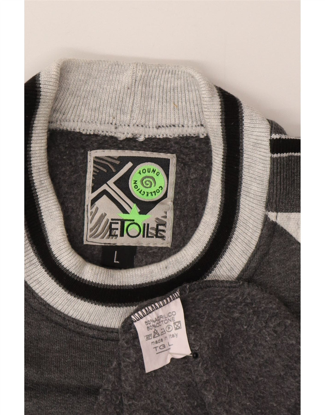Vintage sweatshirt til mænd, stor grå farveblok akryl