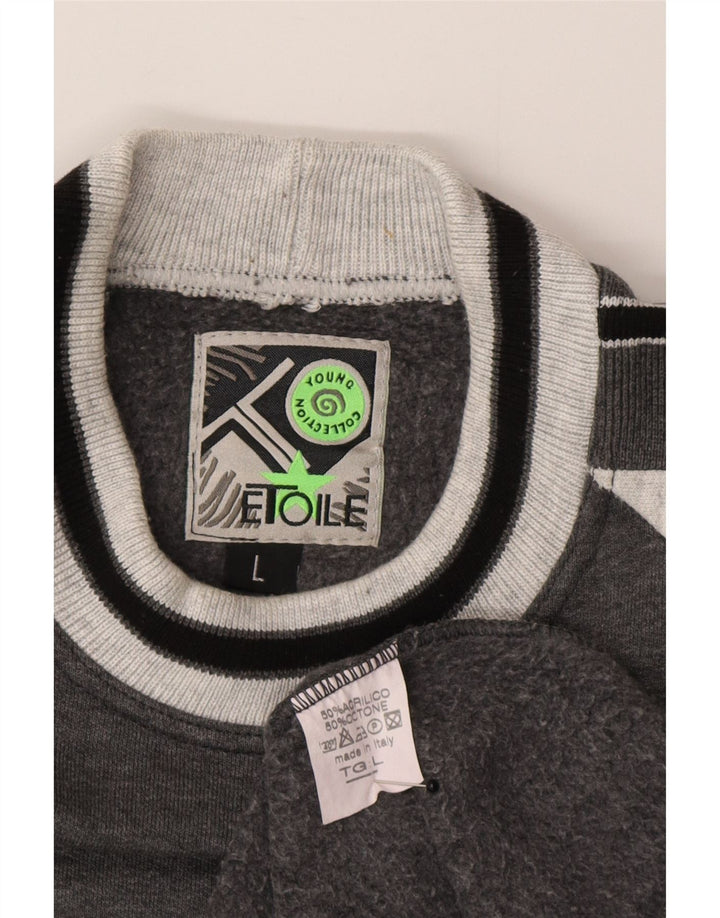 Vintage sweatshirt til mænd, stor grå farveblok akryl