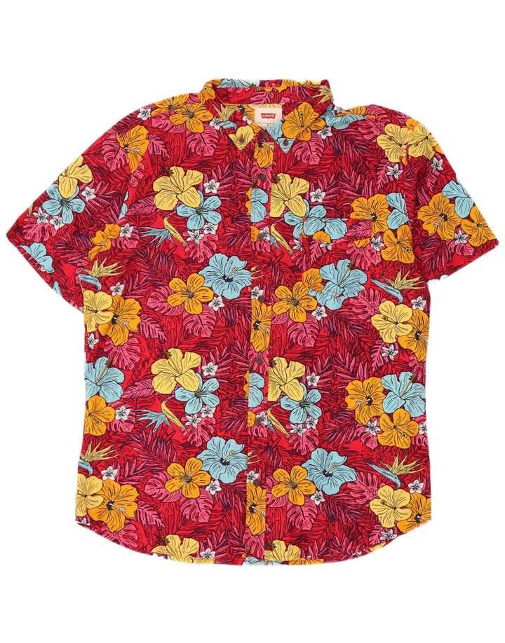 Levi's kortærmet herreskjorte XL flerfarvet blomsterbomuld