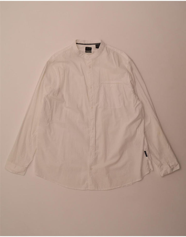 Armani Exchange Herre Loose Fit skjorte 2XL hvid bomuld