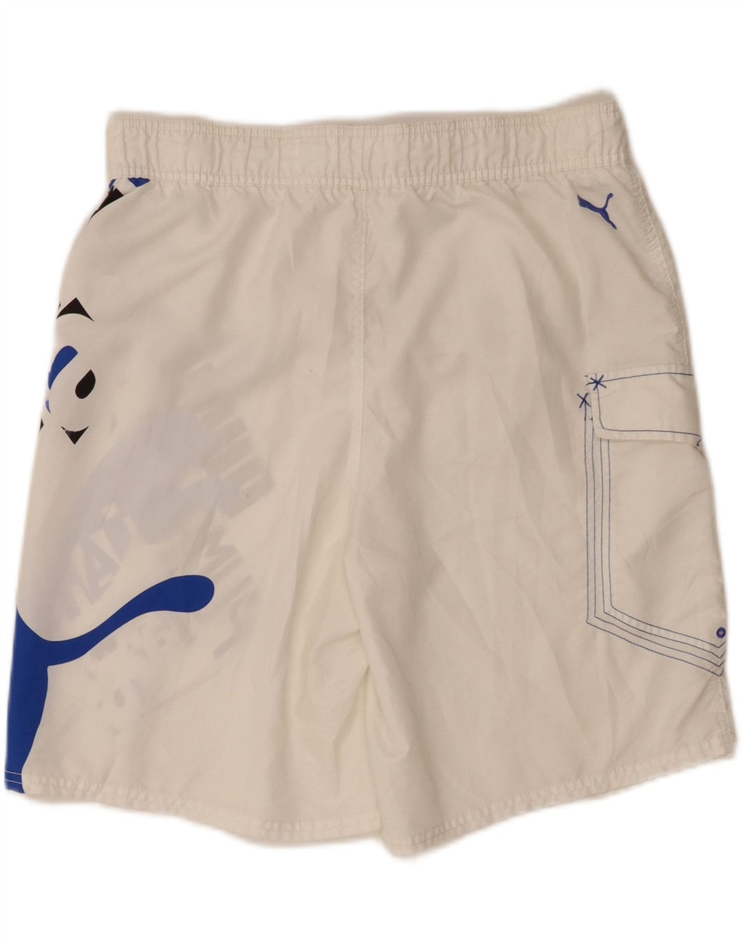 PUMA Mens Graphic Swimming Shorts Medium White Polyester Vintage Puma and Second-Hand Puma from Messina Hembry 