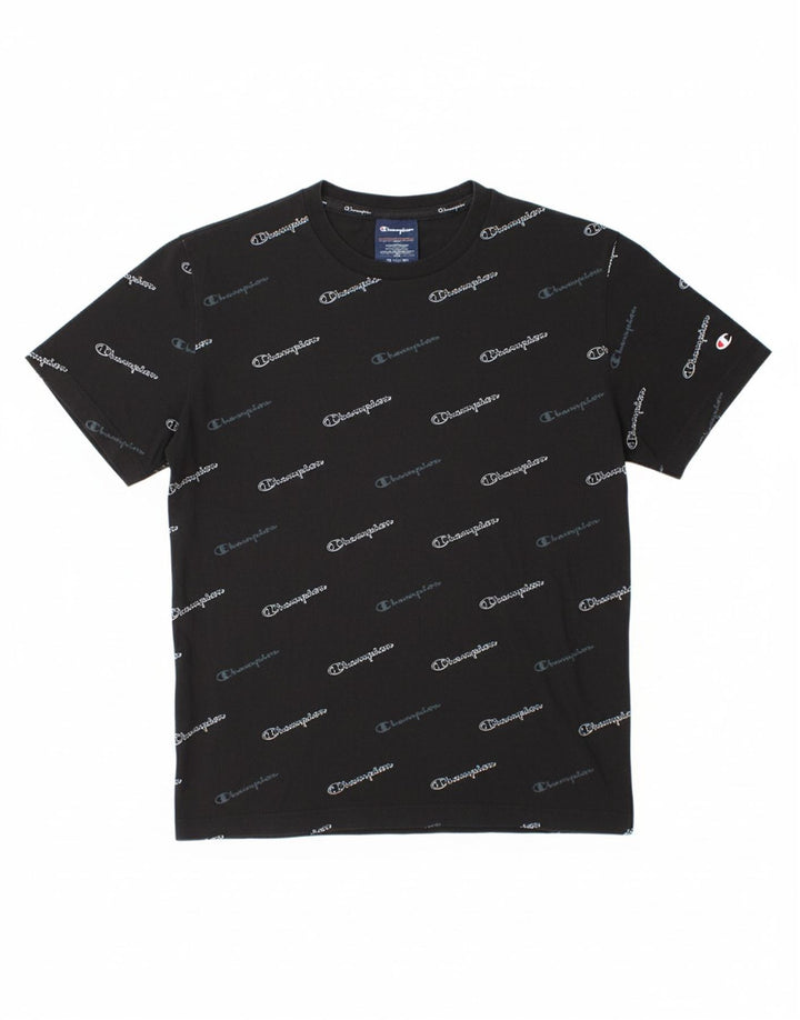 CHAMPION Mens Graphic T-Shirt Top Large Black Cotton