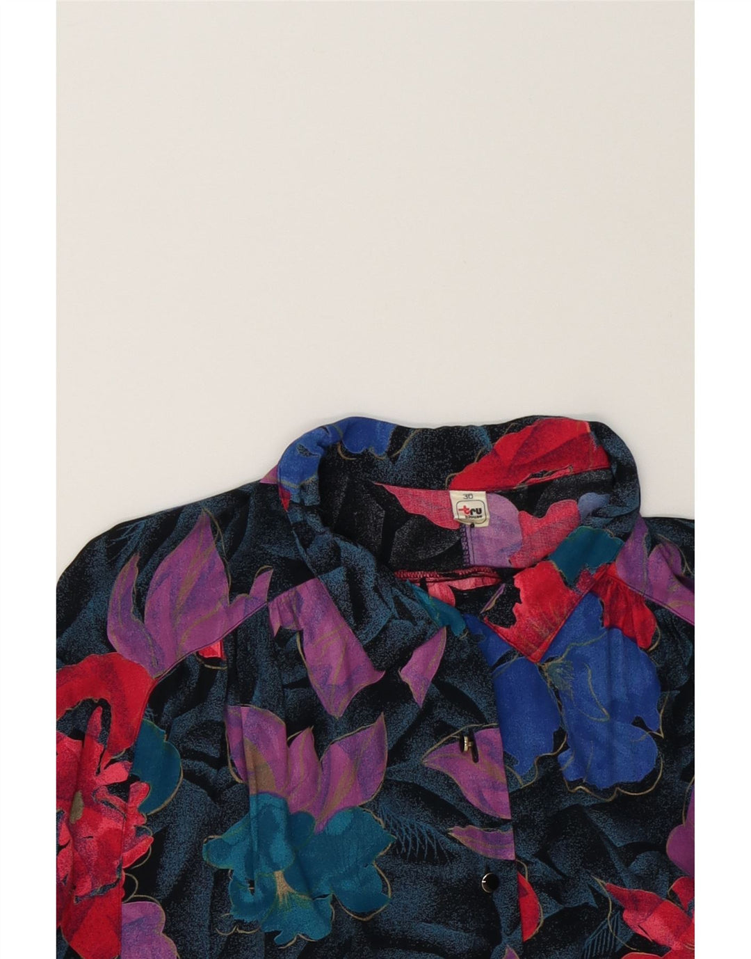 TRU Womens Batwing Crop Shirt Blouse EU 36 Small Multicoloured Floral Vintage Tru and Second-Hand Tru from Messina Hembry 