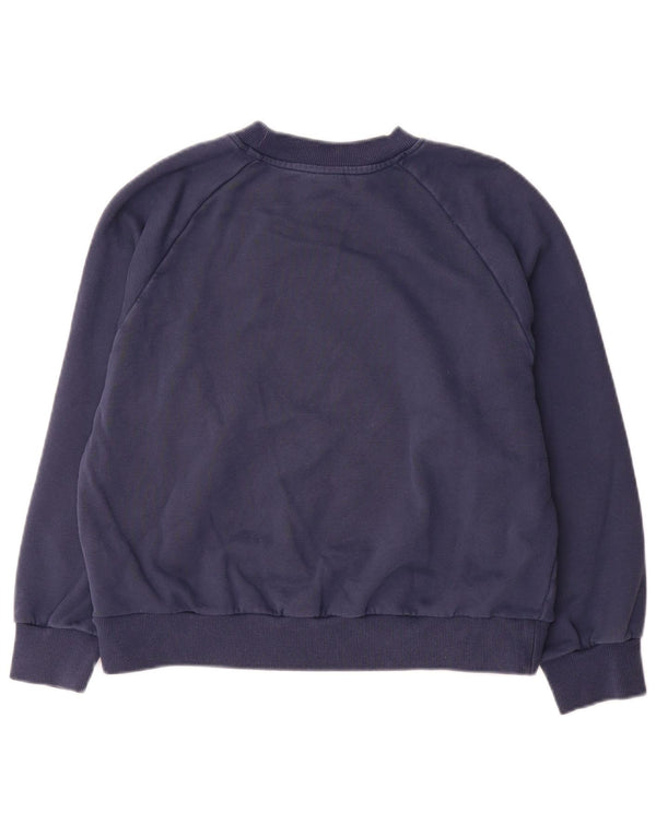 New Balance Dame Grafisk Sweatshirt Jumper UK 10 Small Navy Blue Bomuld