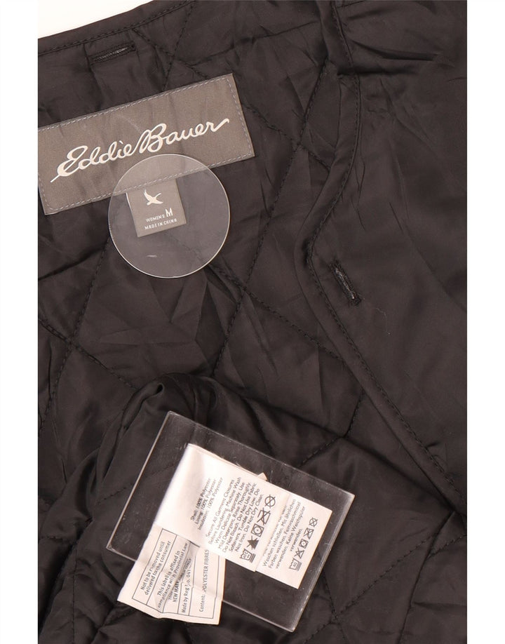 Eddie Bauer Dame Bomber Jacket UK 14 Medium Sort Polyester