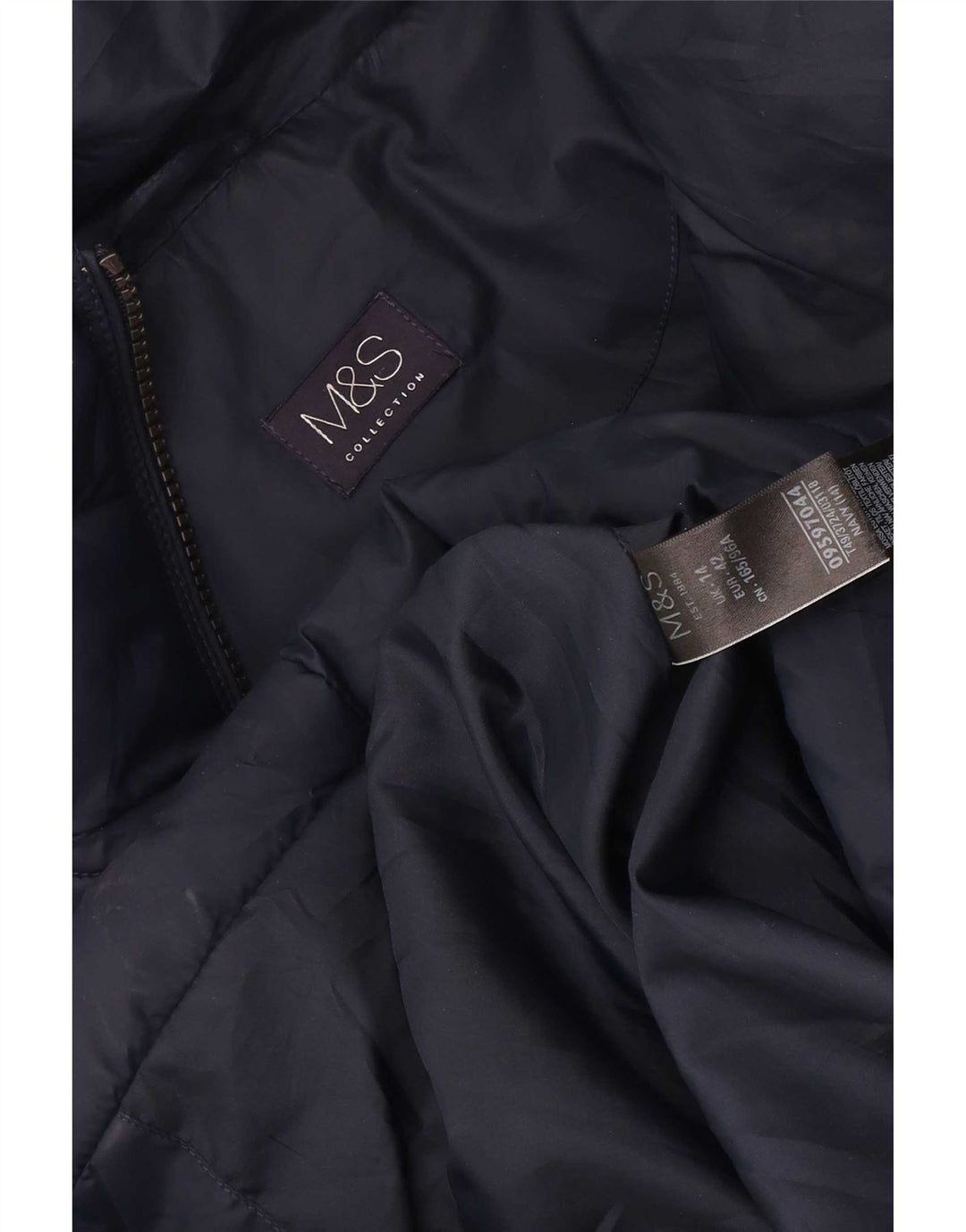 Marks & Spencer Dame Polstret Frakke UK 14 Large Navy Blue Polyester