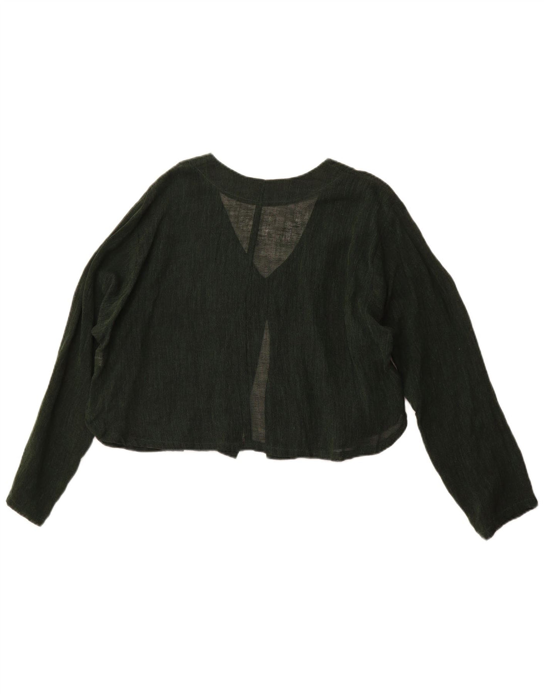 VINTAGE Womens Crop Cardigan Top UK 16 Large Green Bomuld