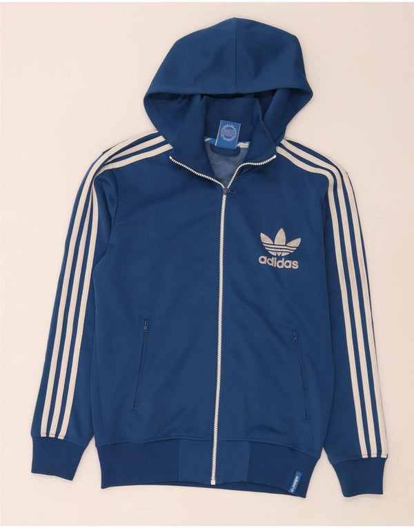 Adidas Hættetrøje med lynlås til mænd, lille blå polyester