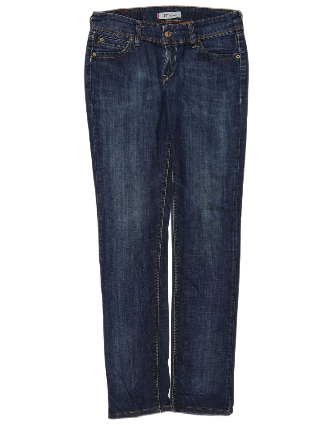 LEVI'S Dame 571 Slim Jeans W30 L34 Marineblå Bomuld