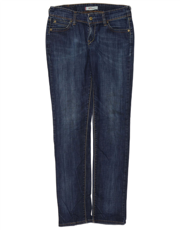 LEVI'S Dame 571 Slim Jeans W30 L34 Marineblå Bomuld