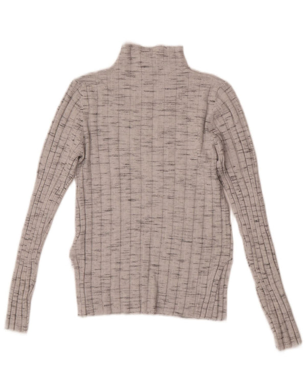 Topshop Dame Petite Turtle Neck Jumper Sweater UK 8 Small Grey Flecked