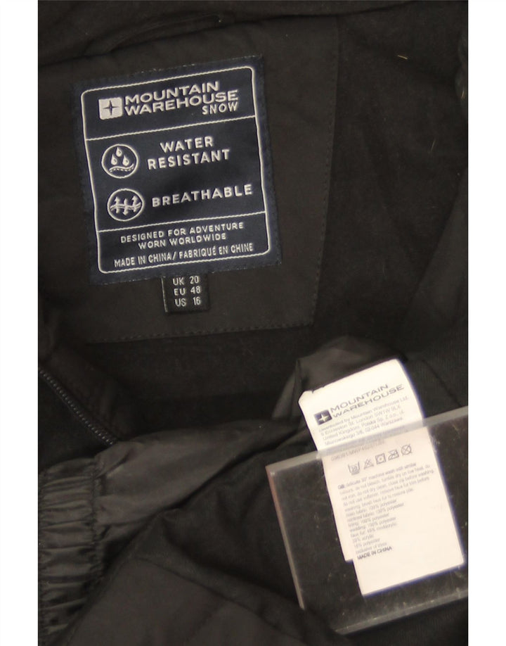 Mountain Warehouse Dame Hætte Polstret Jakke UK 20 2XL Sort Polyester