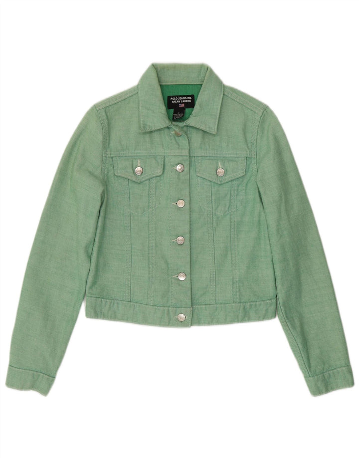 Ralph Lauren Dame Crop Denim Jacket UK 10 Small Green Bomuld