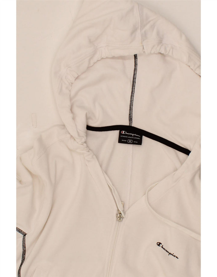 CHAMPION Womens Zip Hoodie Sweater UK 12 Medium White Cotton Vintage Champion and Second-Hand Champion from Messina Hembry 