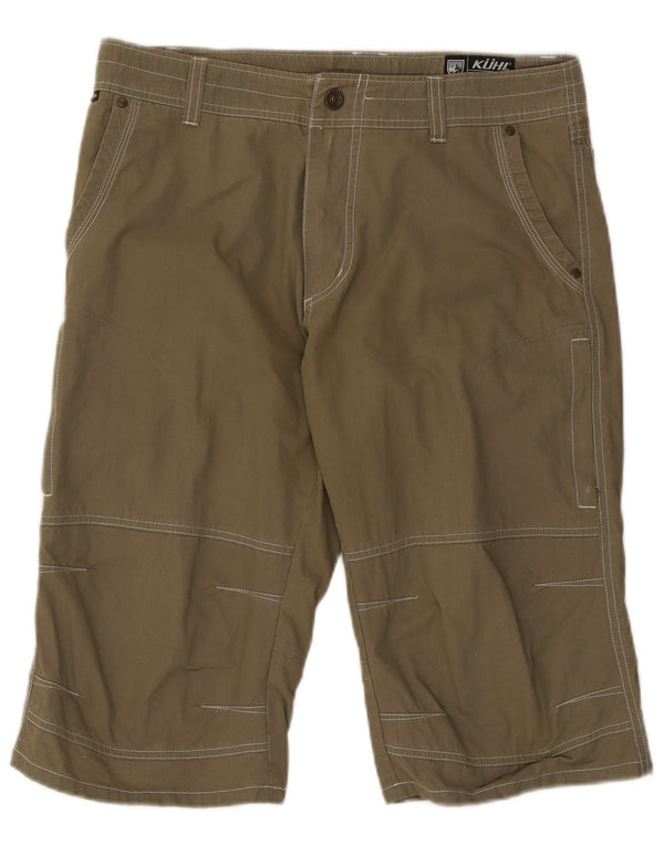 Vintage Herre Cargo Bermuda Shorts W34 Stor Khaki stribet bomuld