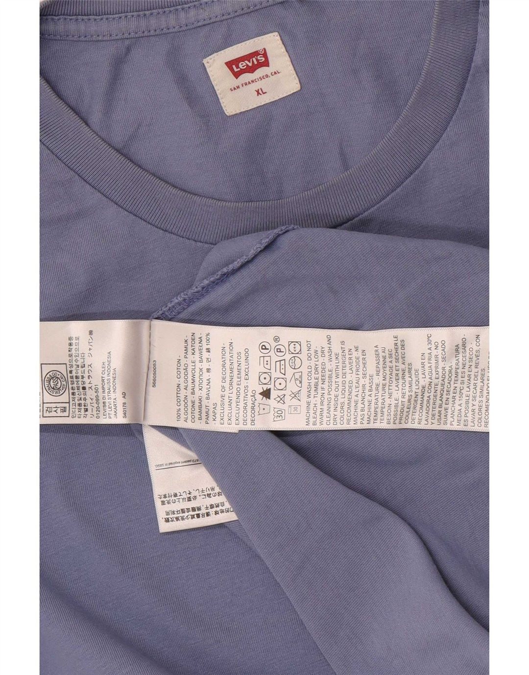 Levi's Herre T-Shirt Top XL Blå Bomuld
