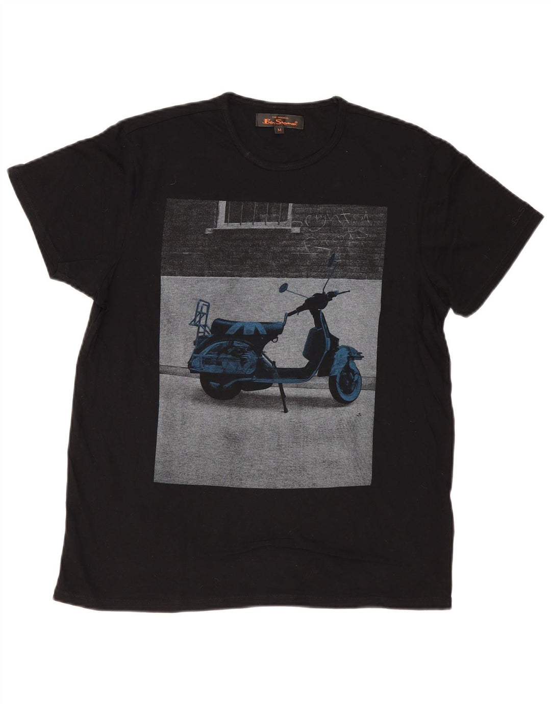 Ben Sherman Herre grafisk T-shirt Top Medium Sort Bomuld