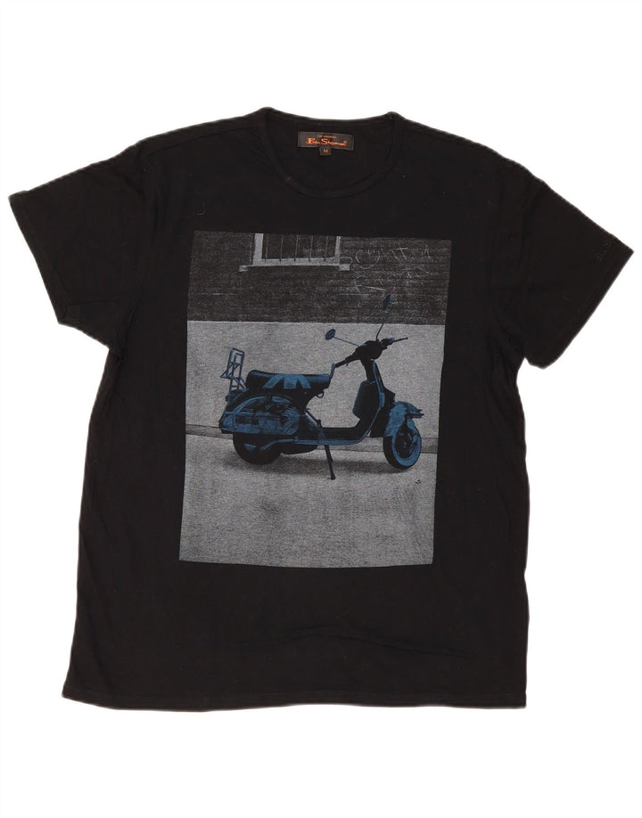 Ben Sherman Herre grafisk T-shirt Top Medium Sort Bomuld