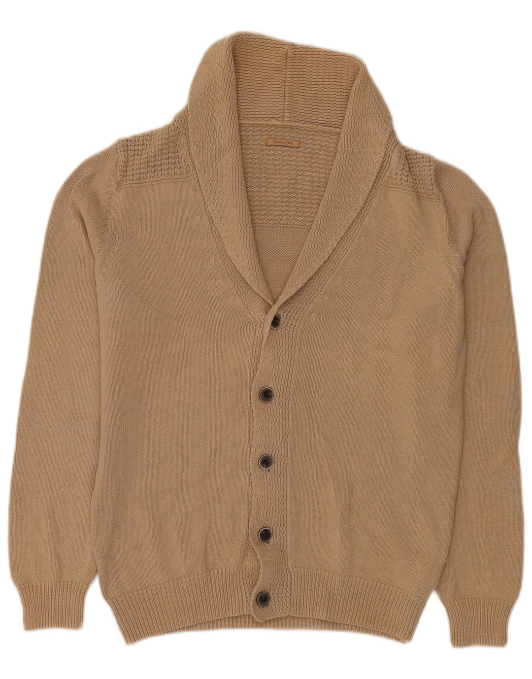 Massimo Dutti Herre Cardigan Sweater Medium Beige Bomuld