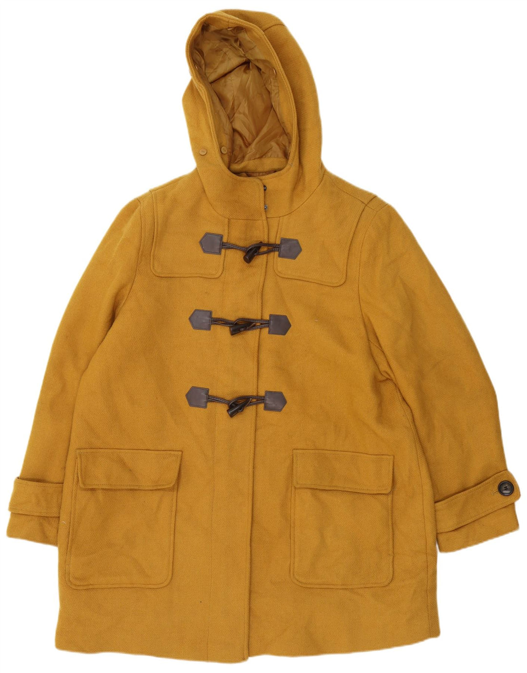 Marks & Spencer Dame Hooded Duffel Coat UK 20 2XL Gul Polyester