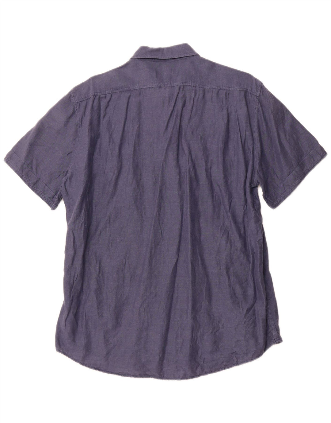 VINTAGE Herre Militær Kortærmet Skjorte Large Navy Blue