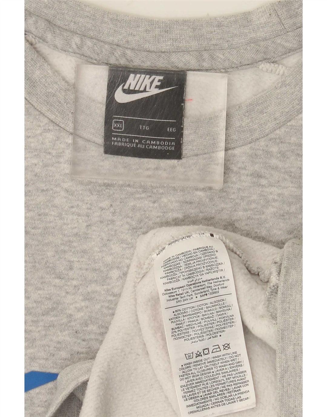 NIKE Sweatshirt Jumper til mænd 2XL Grå Colourblock Bomuld