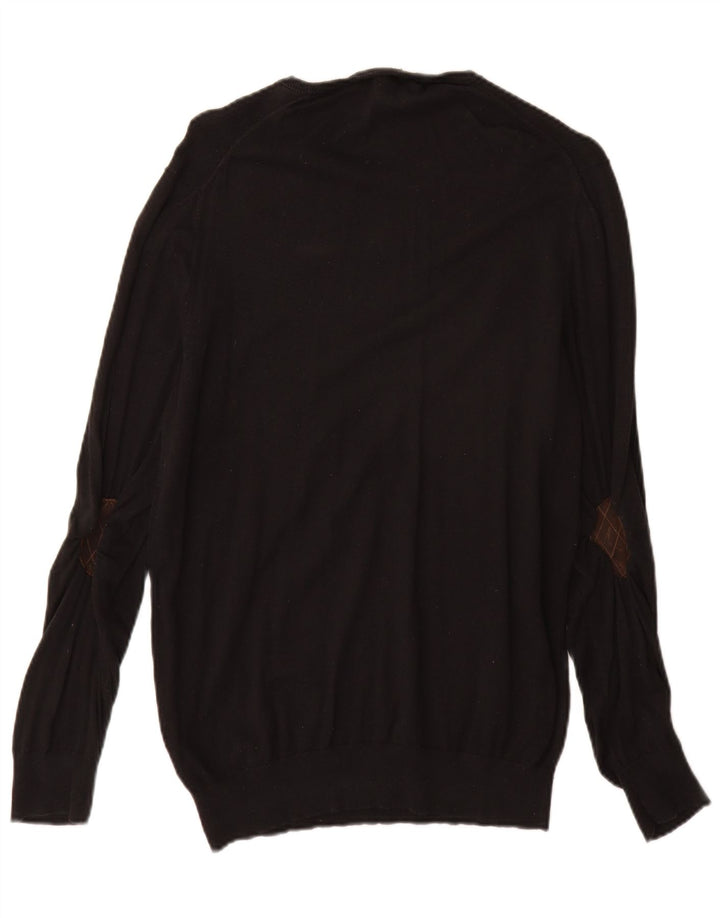 Massimo Dutti Herre Boat Neck Jumper Sweater Lille Sort Bomuld