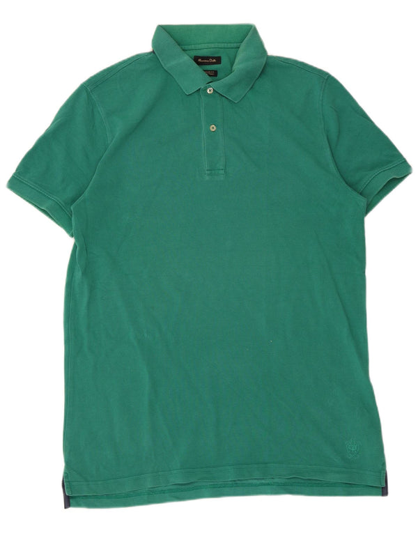 Massimo Dutti Mens Regular Fit Polo Shirt Medium Green Cotton