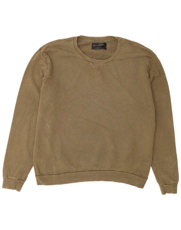 Zara Herre Sweatshirt Jumper 2XL Khaki Bomuld