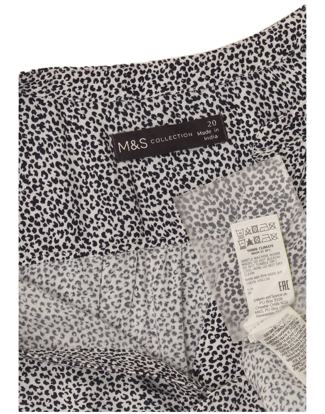 Marks & Spencer Dame Pullover Shirt Bluse UK 20 2XL Hvid Animal Print