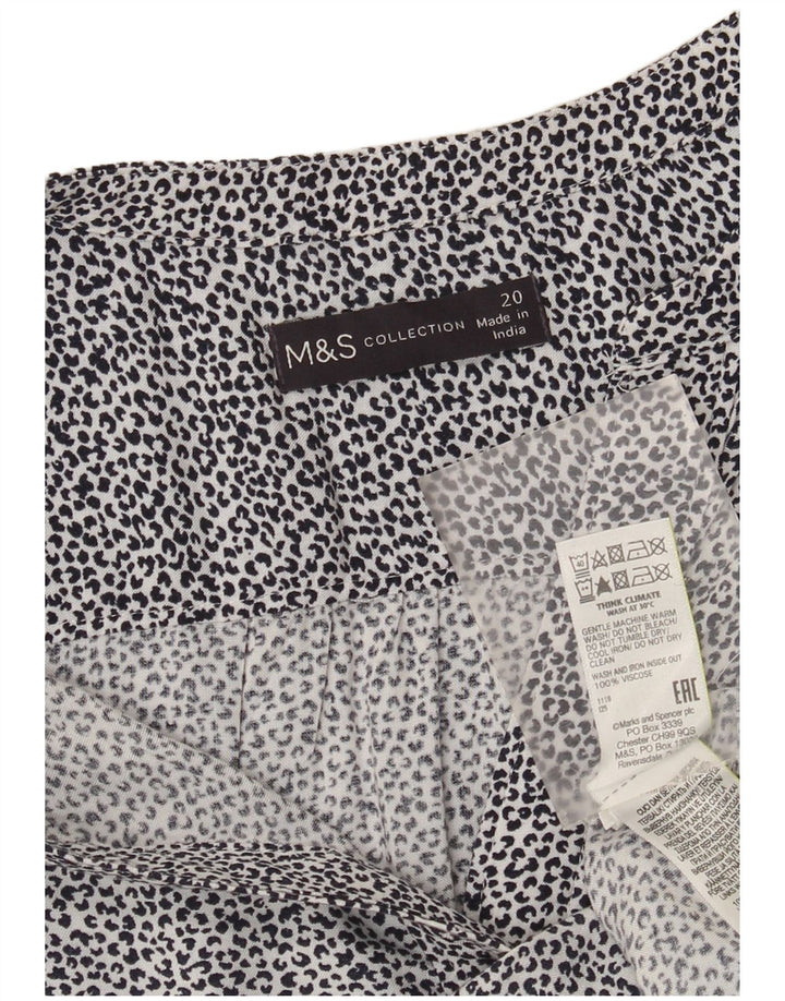 Marks & Spencer Dame Pullover Shirt Bluse UK 20 2XL Hvid Animal Print