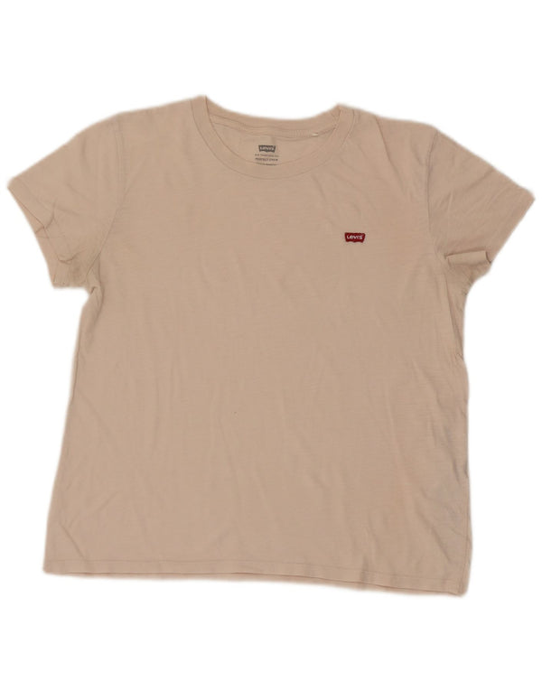 Levi's Womens Perfect Crew T-Shirt Top UK 14 Medium Beige Bomuld