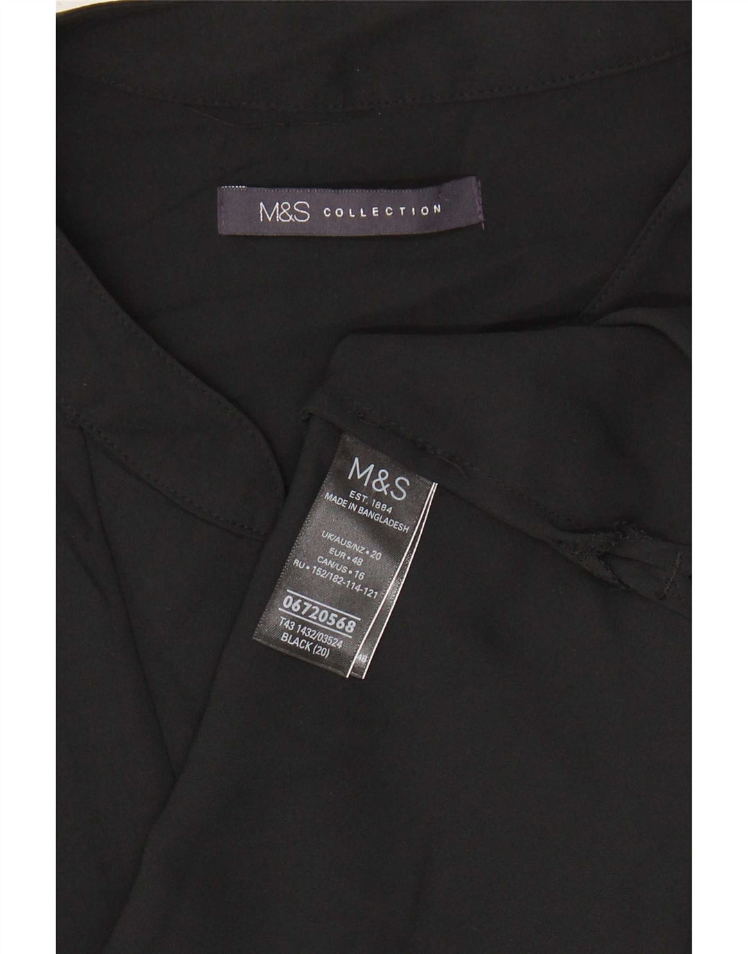 Marks & Spencer Dame ærmeløs bluse Top UK 20 2XL Sort Polyester