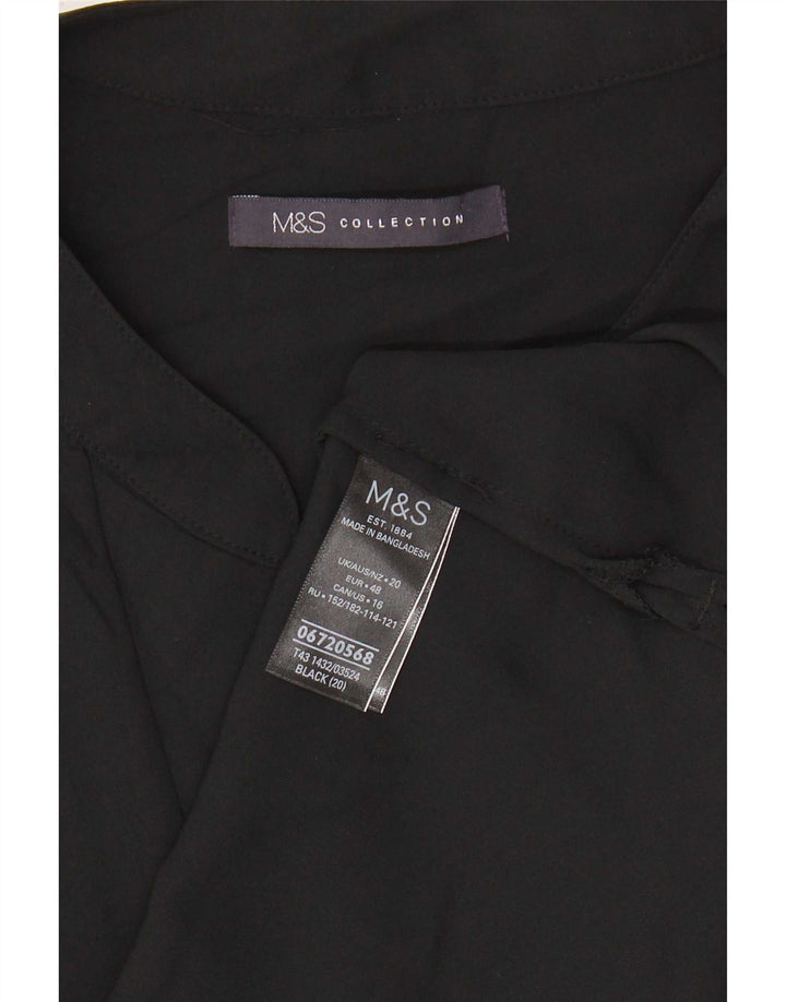 Marks & Spencer Dame ærmeløs bluse Top UK 20 2XL Sort Polyester