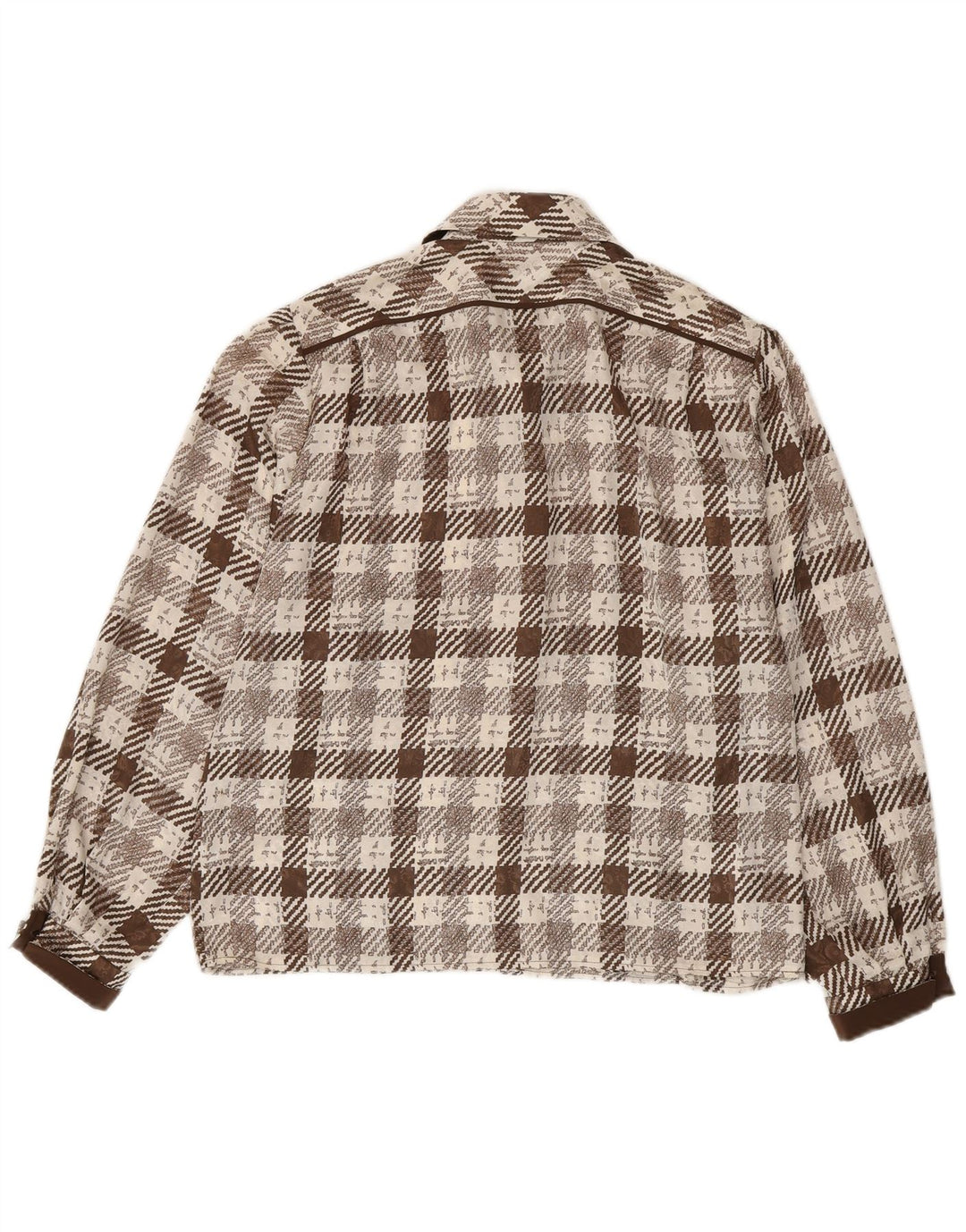 Vintage skjorte med normal pasform til kvinder UK 16 Large Brown Houndstooth Retro