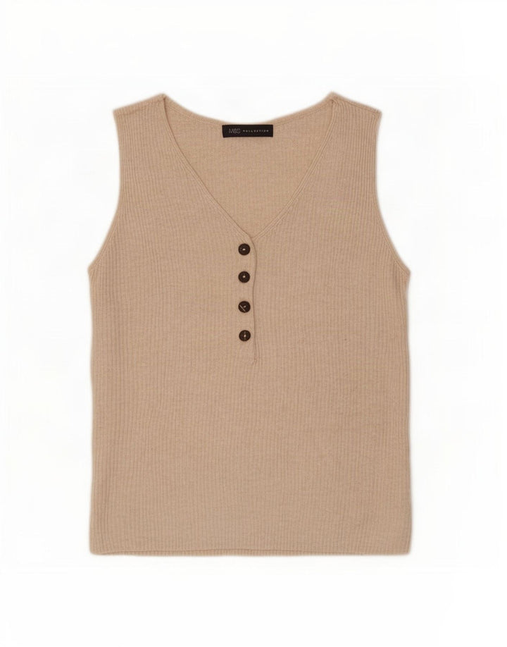 Marks & Spencer Damevest Top UK 14 Large Beige Viscose