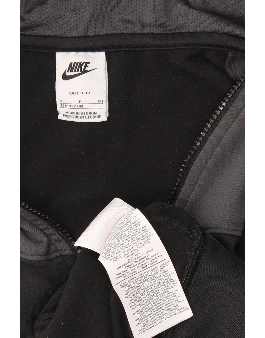 NIKE Dri Fit grafisk hættetrøje til drenge 8-9 år Small Black Colourblock