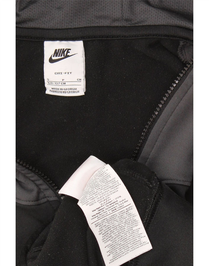 NIKE Dri Fit grafisk hættetrøje til drenge 8-9 år Small Black Colourblock