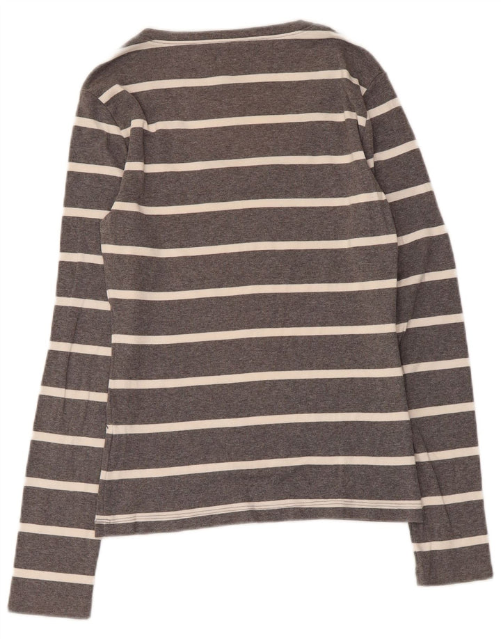 Tommy Hilfiger Dame Top Langærmet UK 8 Lille Grå Stribet Bomuld
