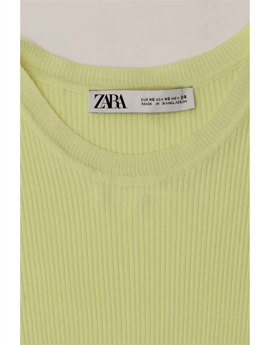 Zara Kortærmet Crop Top til kvinder UK 4 XS Gul