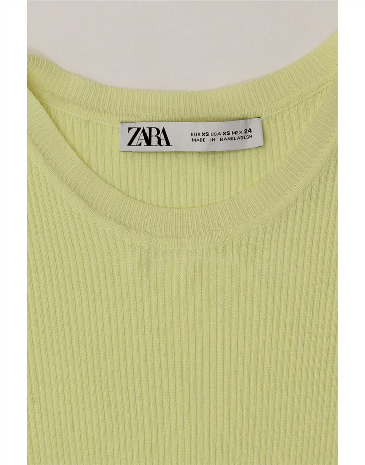 Zara Kortærmet Crop Top til kvinder UK 4 XS Gul