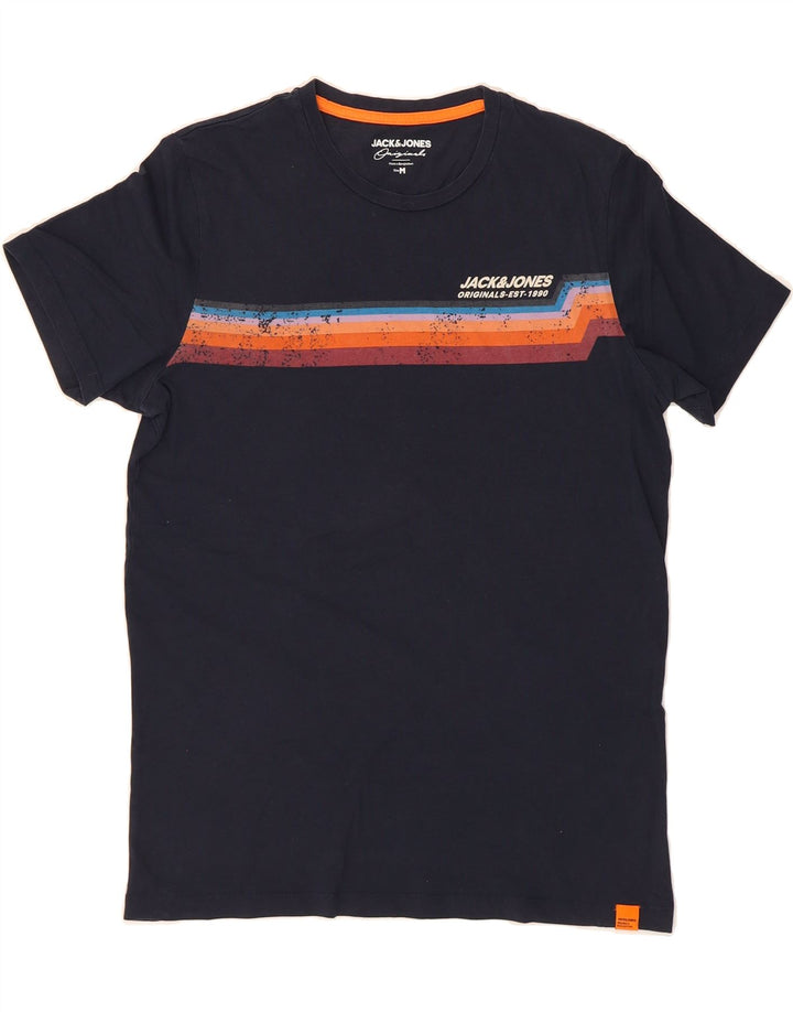 JACK & JONES Mens Graphic T-Shirt Top Medium Navy Blue Cotton Vintage Jack & Jones and Second-Hand Jack & Jones from Messina Hembry 