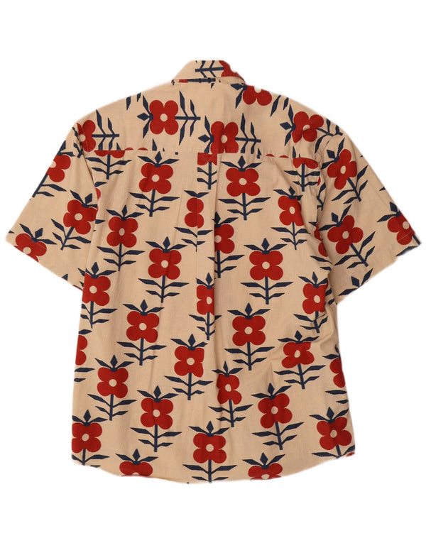 MINO LOMBARDI Mens Short Sleeve Shirt Size 16 41 Large Beige Floral