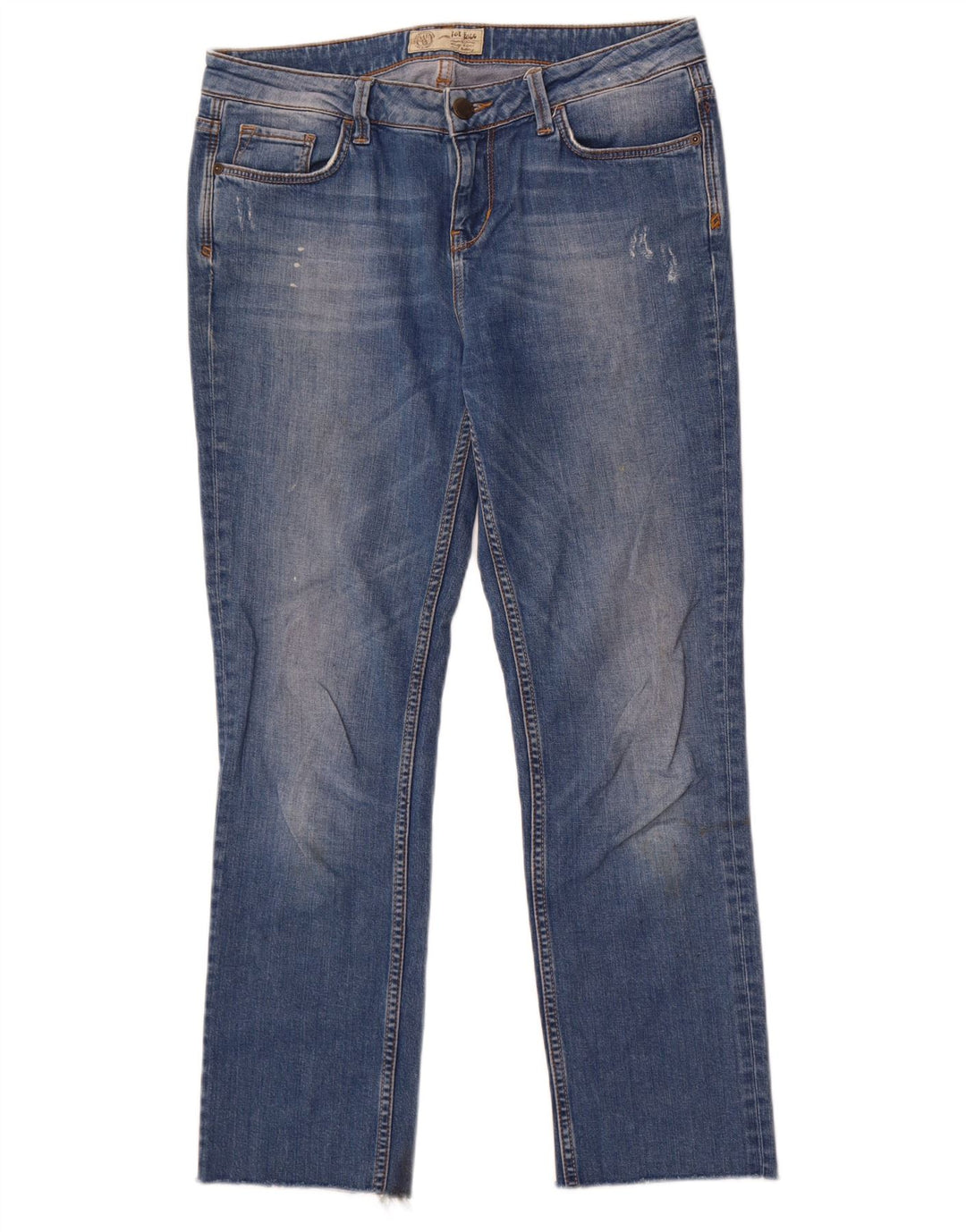 Fat Face Dame Distressed Straight Jeans W30 L28 Blå Bomuld