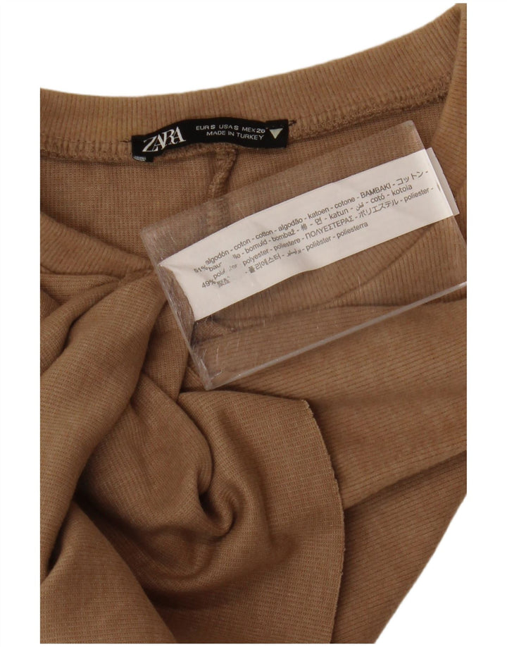 Zara Damevest Top UK 10 Lille Brun Bomuld