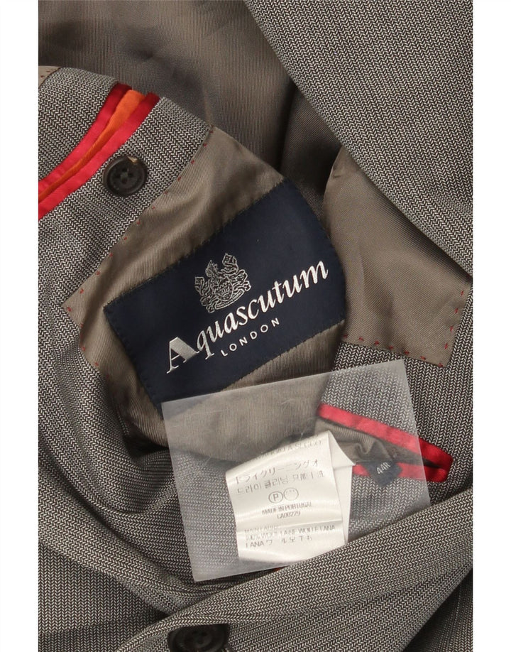 Aquascutum Herre 1-knaps blazerjakke UK 44 2XL Grå sildebensuld