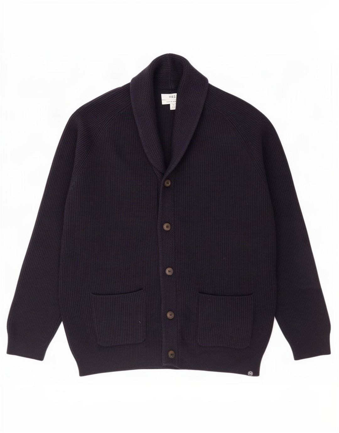 Marks & Spencer herre cardigan sweater 2XL marineblå polyester